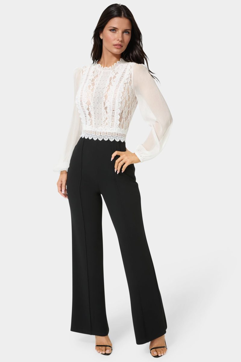 Lace Top Straight Leg Jumpsuit