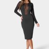 Crystal Mesh Inset Midi Dress