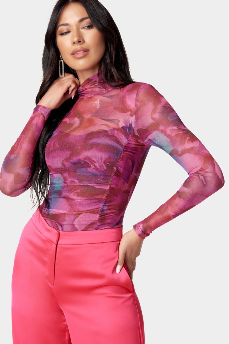 Printed Ruched Bodysuit