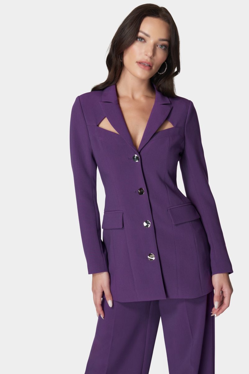 Woven Twill Cut Out Tailored Jacket