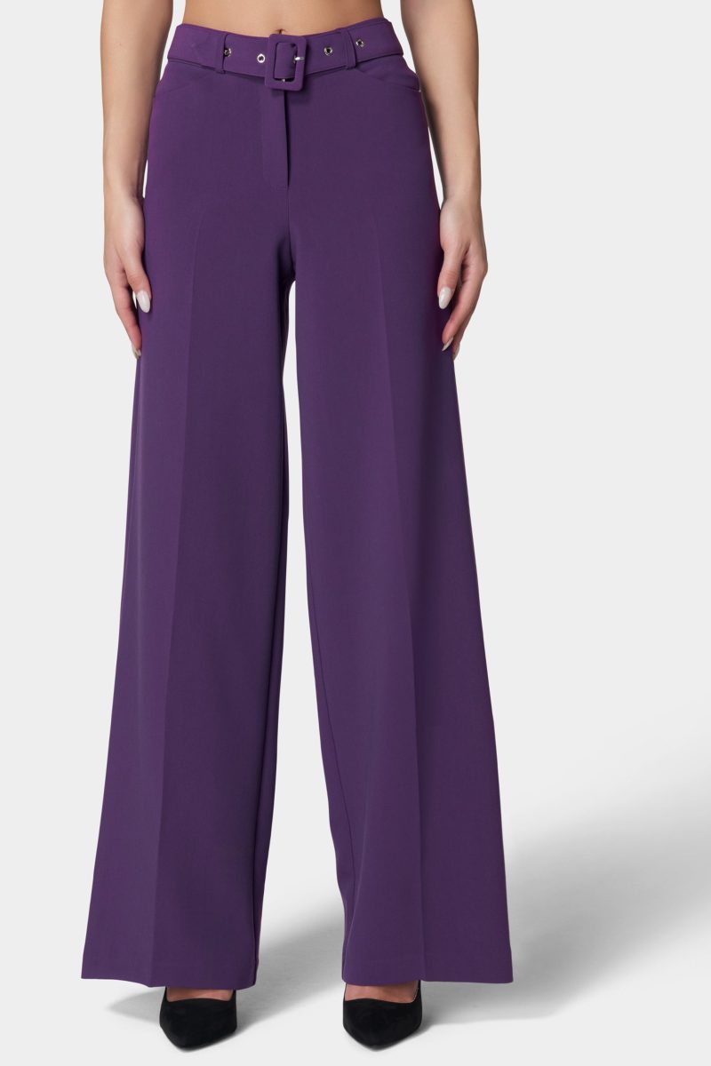 High Waist Belted Wide Leg Pant