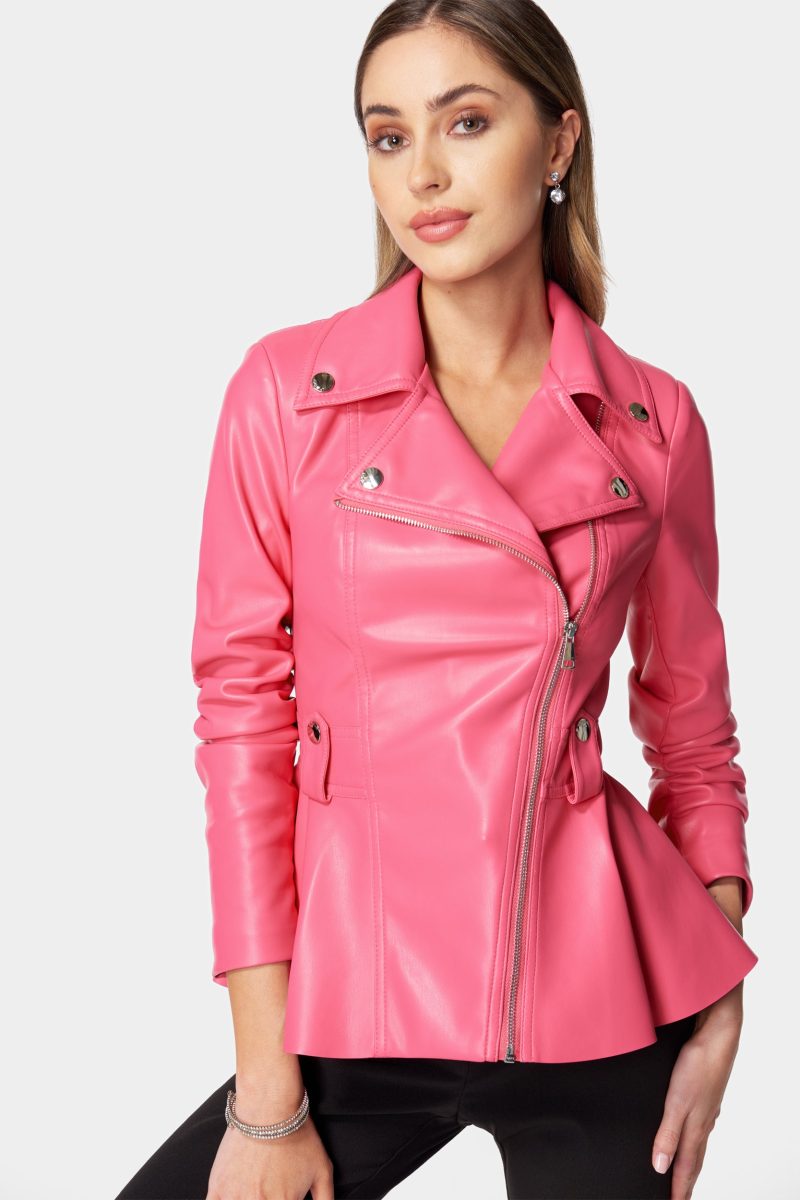 Vegan Leather Moto Peplum Jacket