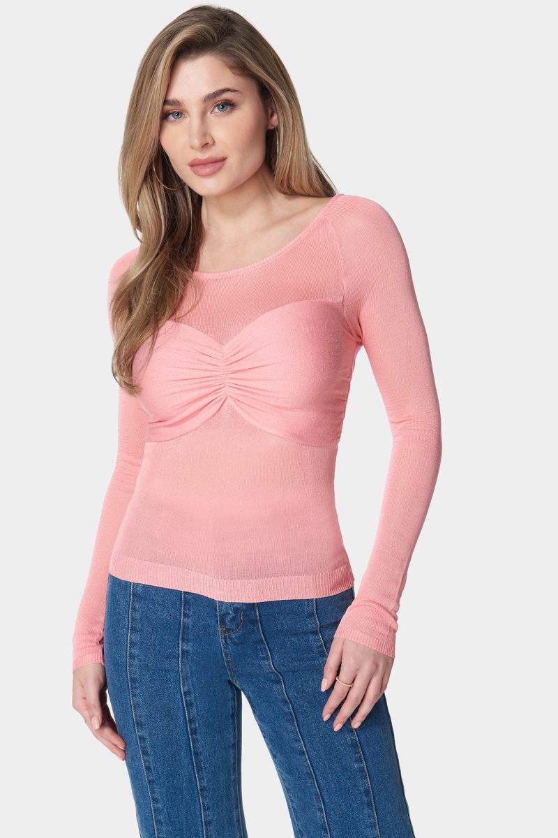 Ruched Bust Long Sleeve Sweater