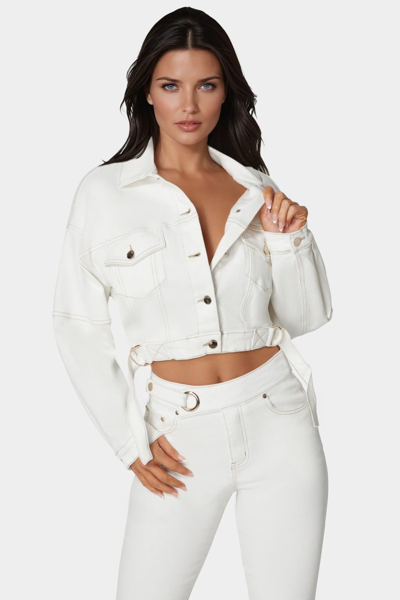 Dropped Shoulder D Ring Detail Oversized Denim Jacket