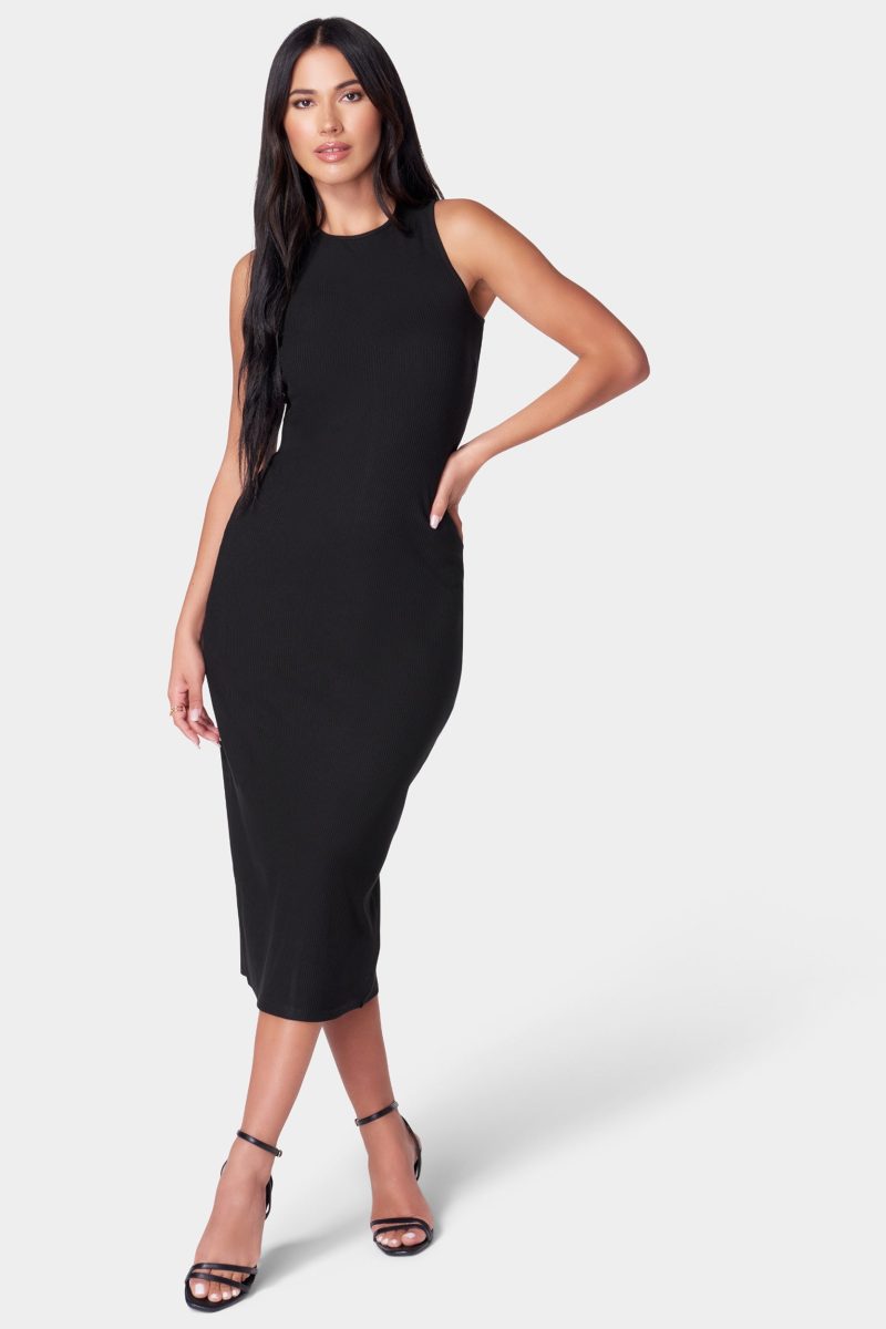 Rib Sleeveless Midi Dress