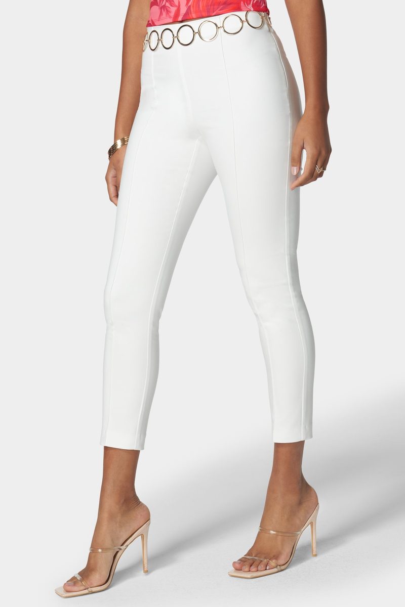 Ring Belt Pintuck Slim Leg Pant