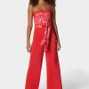 Satin Tie Front Scarf Ultra Wide Leg Jumpsuit