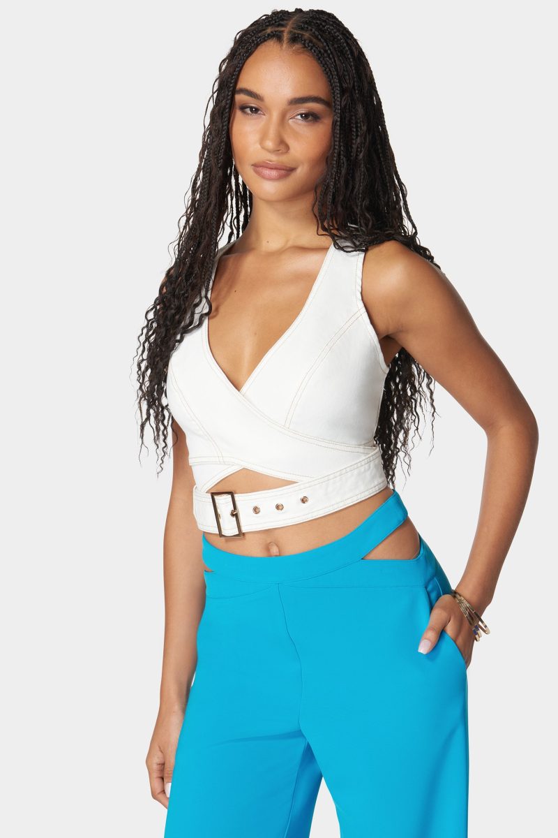 Denim Wrap Top