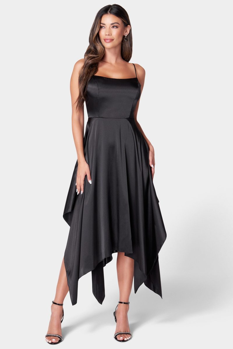 Solid Satin Sharkbite Dress