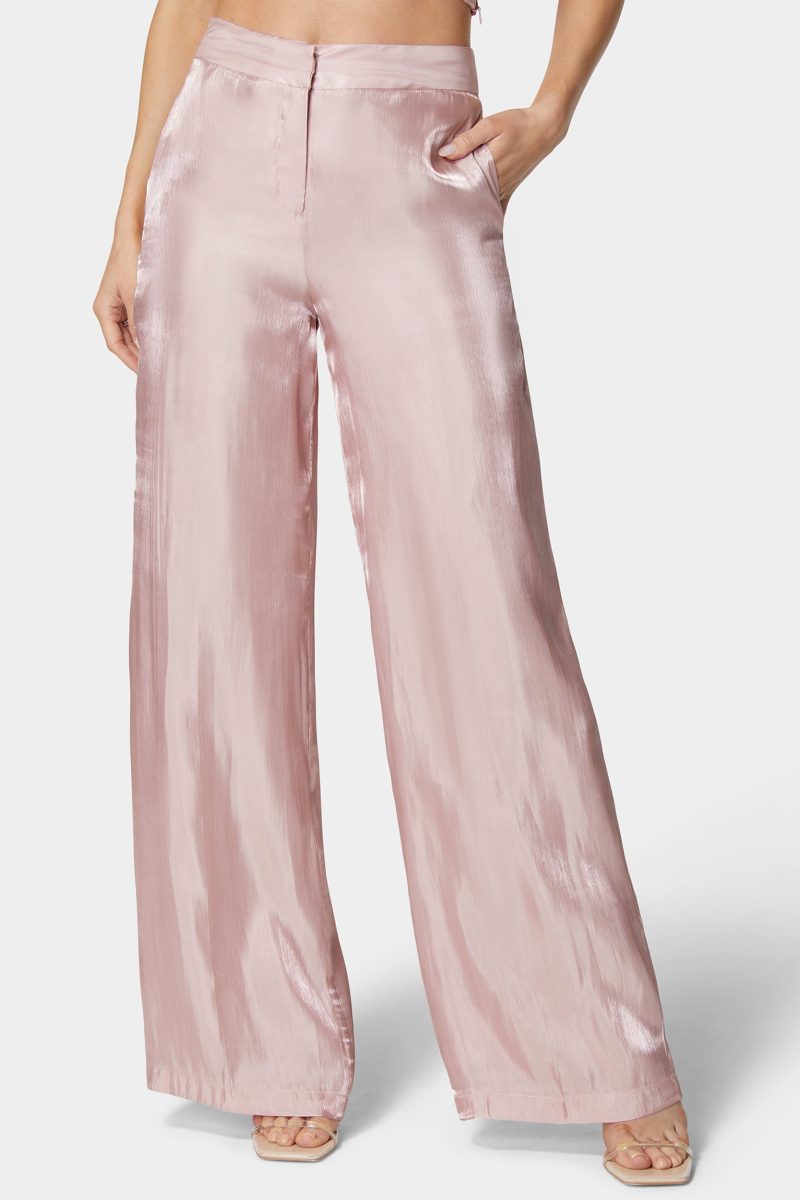 Iridescent Satin High Waist Palazzo Leg Pants