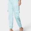 Laundered Satin Elastic Waist Cargo Jogger Pant