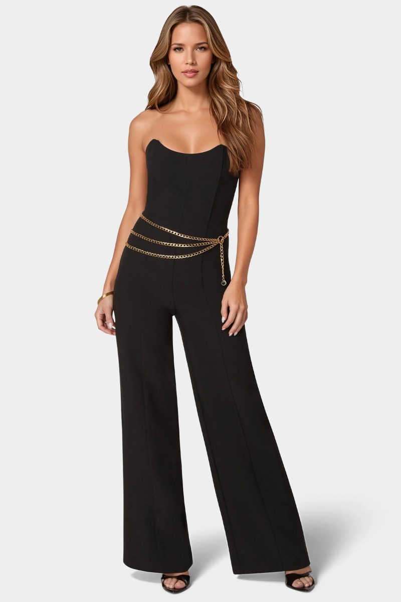 Scoop Neck Belted Palazzo Leg Jumpsuit