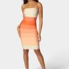 Strapless Colorblock Bandage Midi