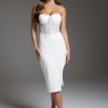 bebe Corset Midi Dress Embellished With Crystals by Swarovski