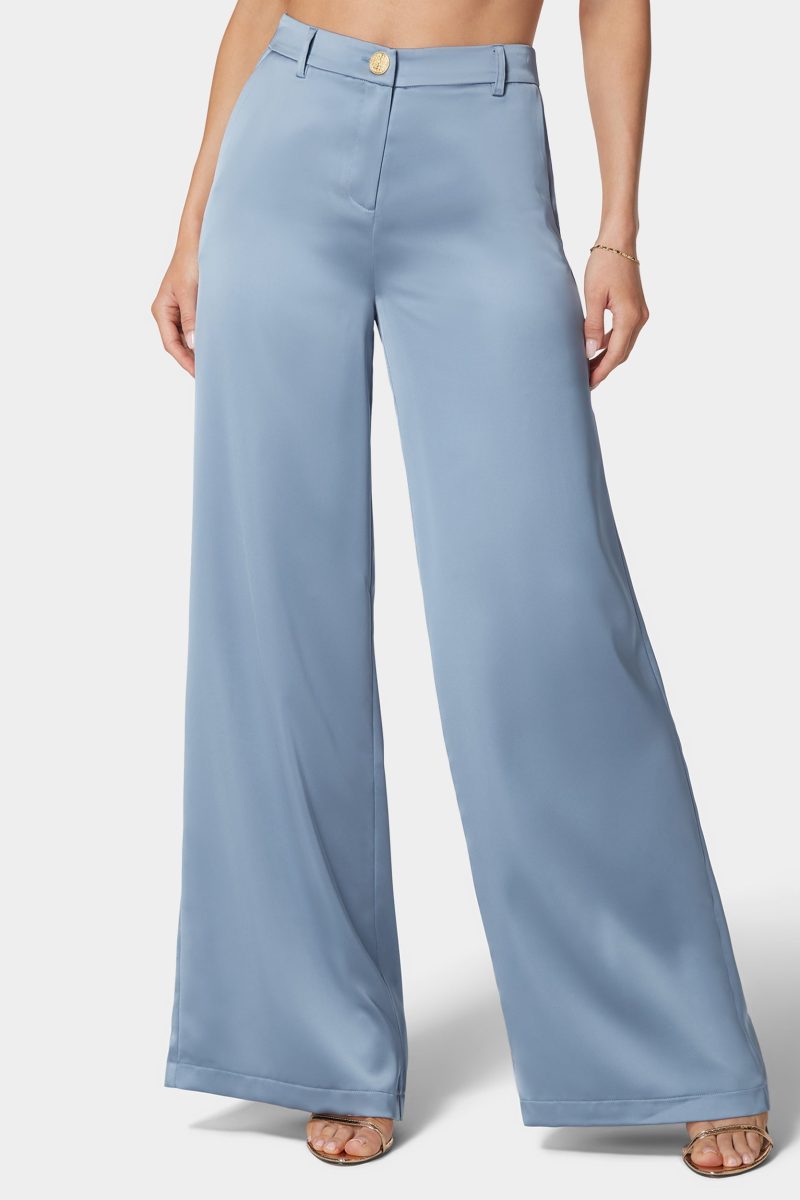 High Waist Ultra Wide Leg Satin Pant