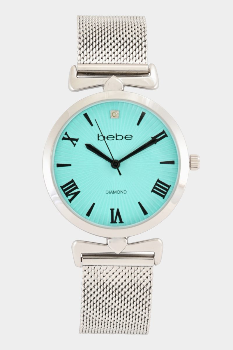 Silver Mesh Strap Round Diamond Dial Watch