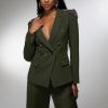 Studded Shoulder Double Breast Tailored Blazer