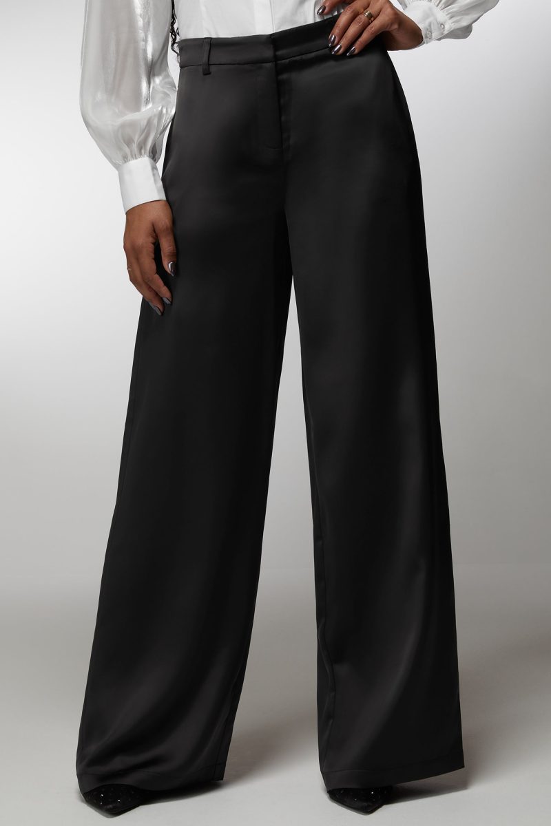 High Waist Satin Ultra Wide Leg Pant