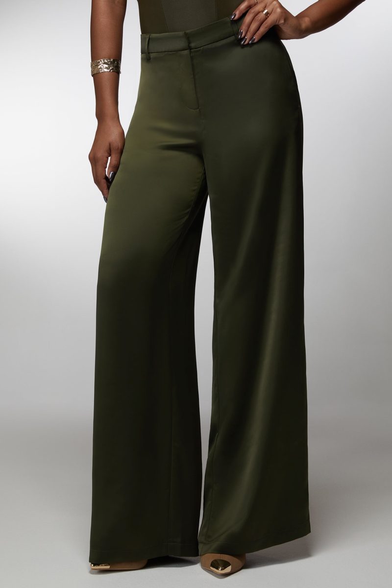 High Waist Satin Ultra Wide Leg Pant