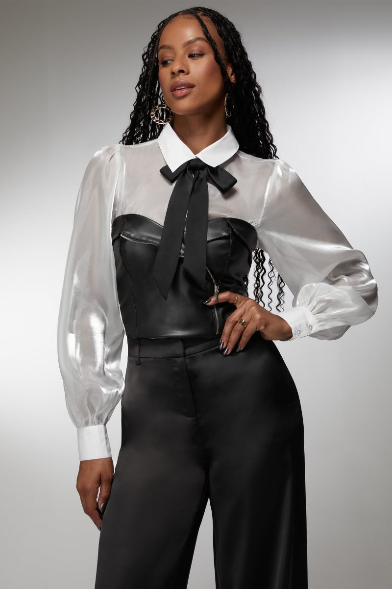 Symmetric Zipper Vegan Leather Corset