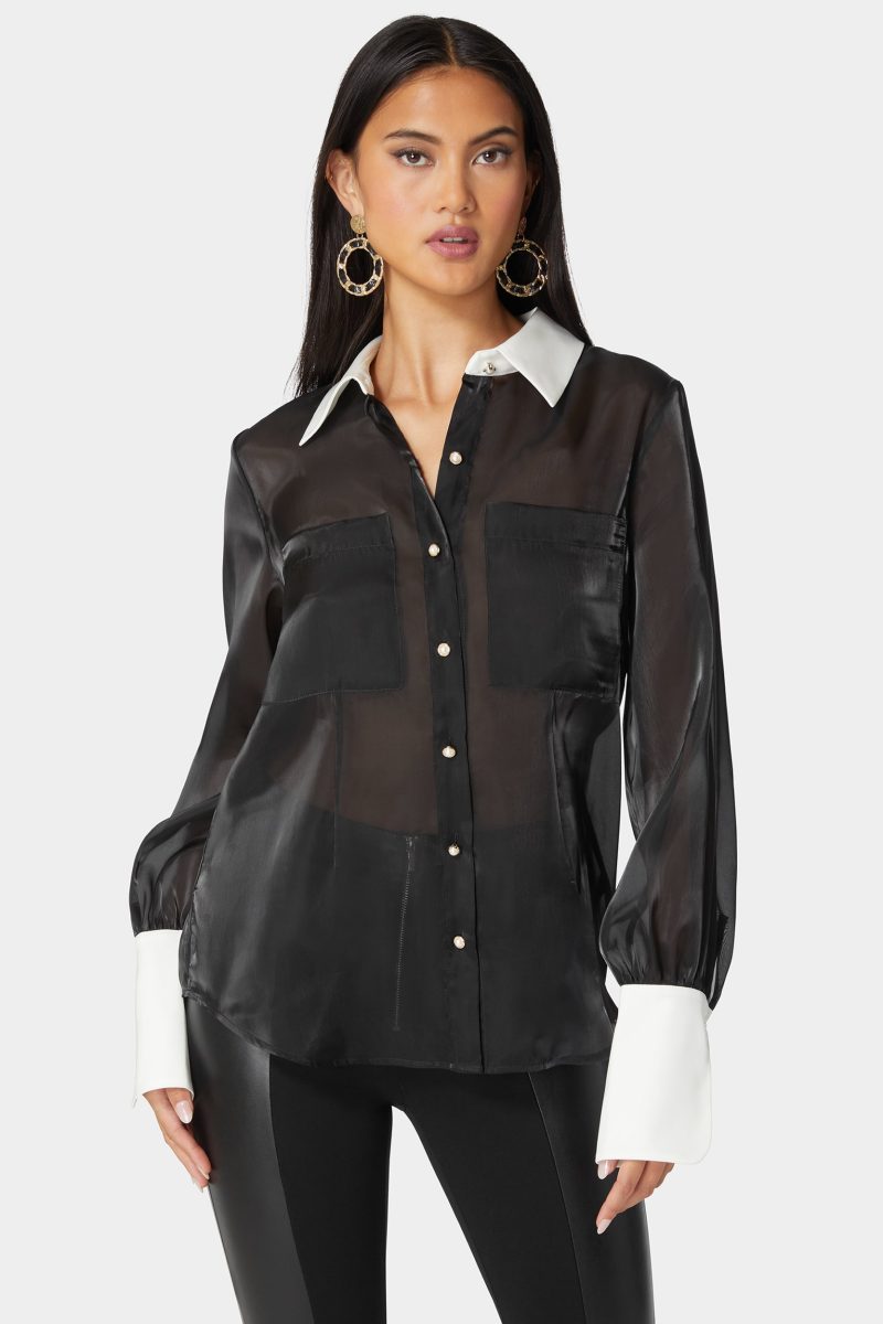 Liquid Chiffon Satin Combo Blouse