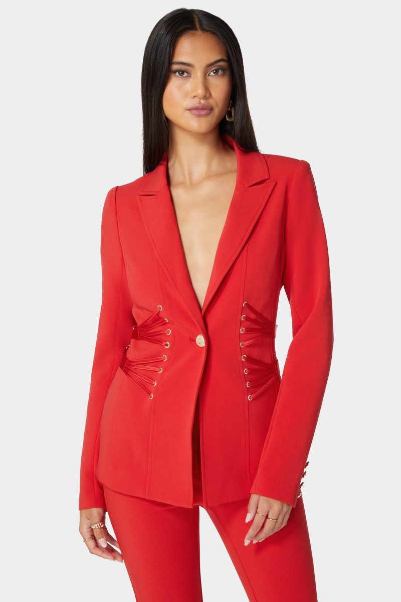 Satin Detail Tailored Woven Twill Blazer