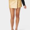 Natural Waist Metallic Vegan Leather Skort