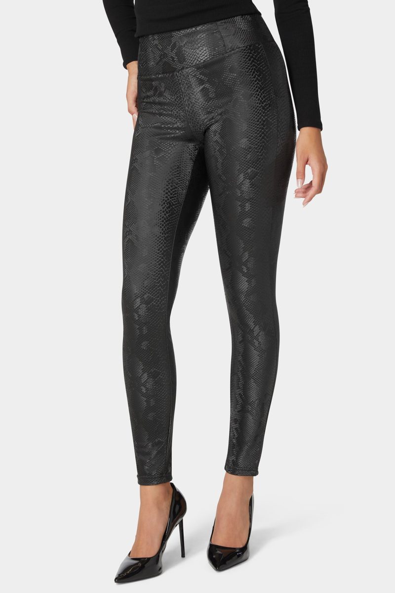 High Waist Embossed Vegan Leather Legging