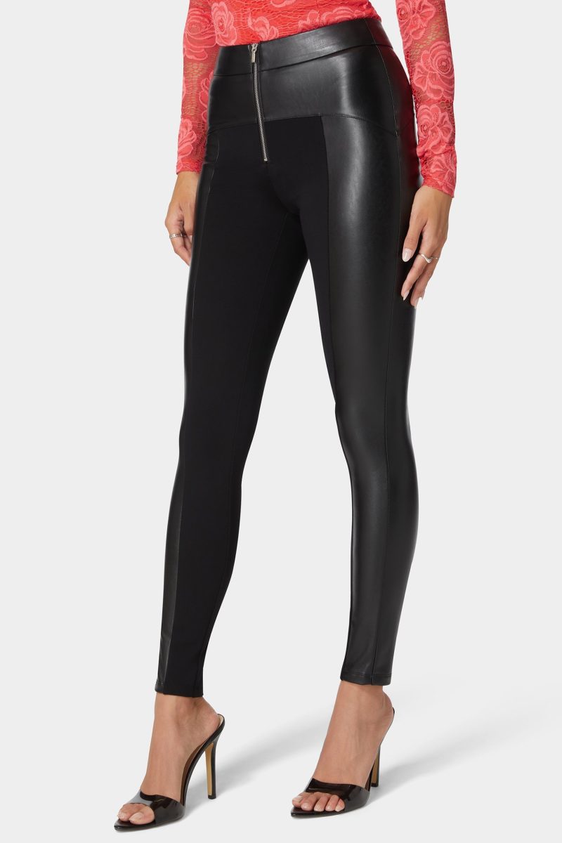 High Waist Vegan Leather Combo Pdr Legging