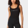 Bebe Logo Double Strap Single Stone Rib Top