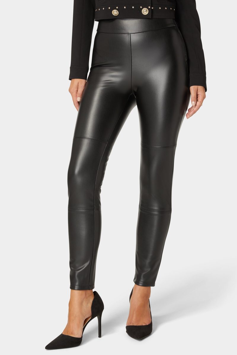 High Waist Vegan Leather Slim Leg Pant