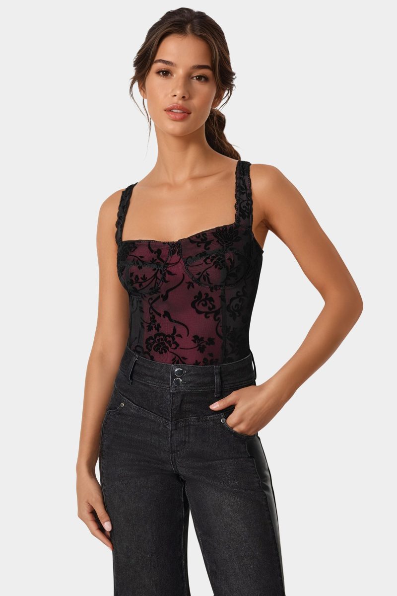Flocked Mesh Bodysuit