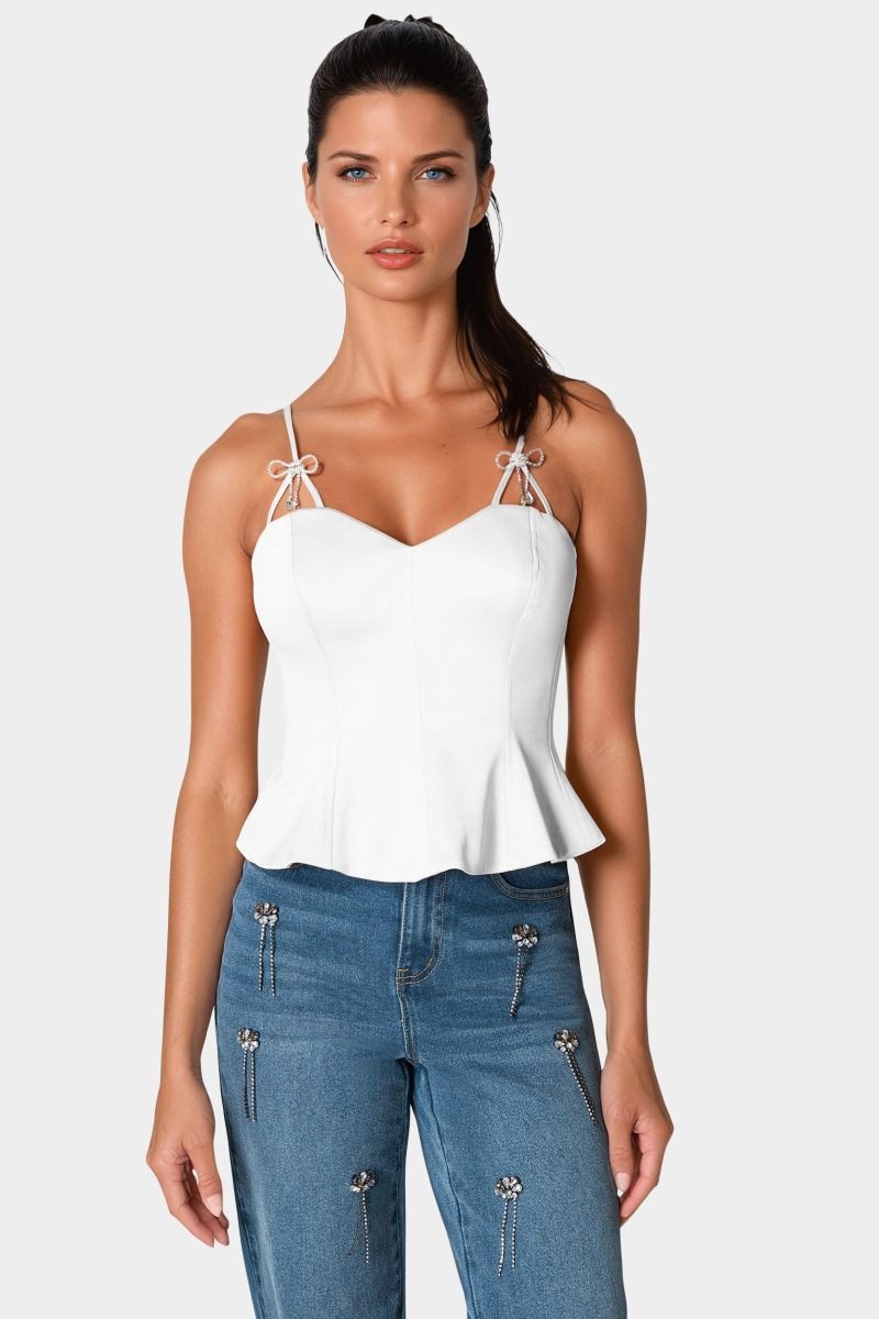 Rhinestone Bow Satin Corset