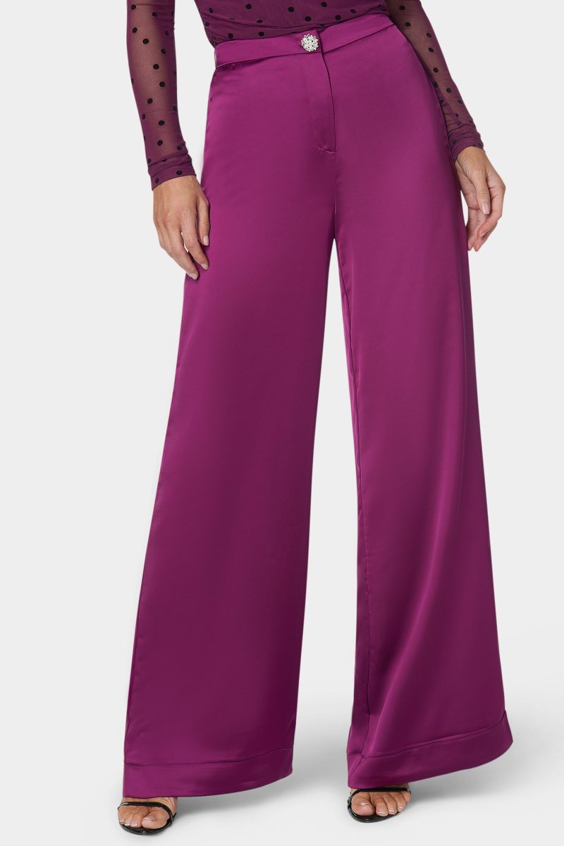 High Waist Satin Wide Leg Pant
