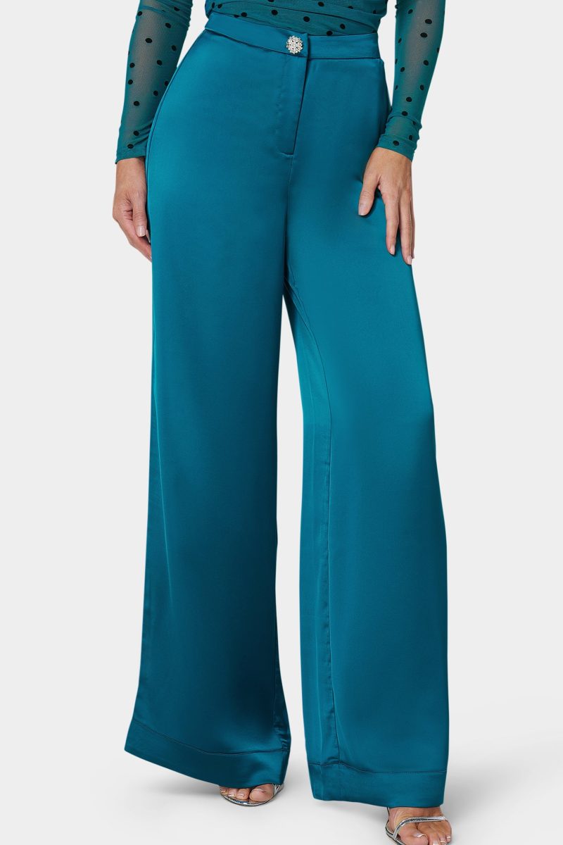 High Waist Satin Wide Leg Pant