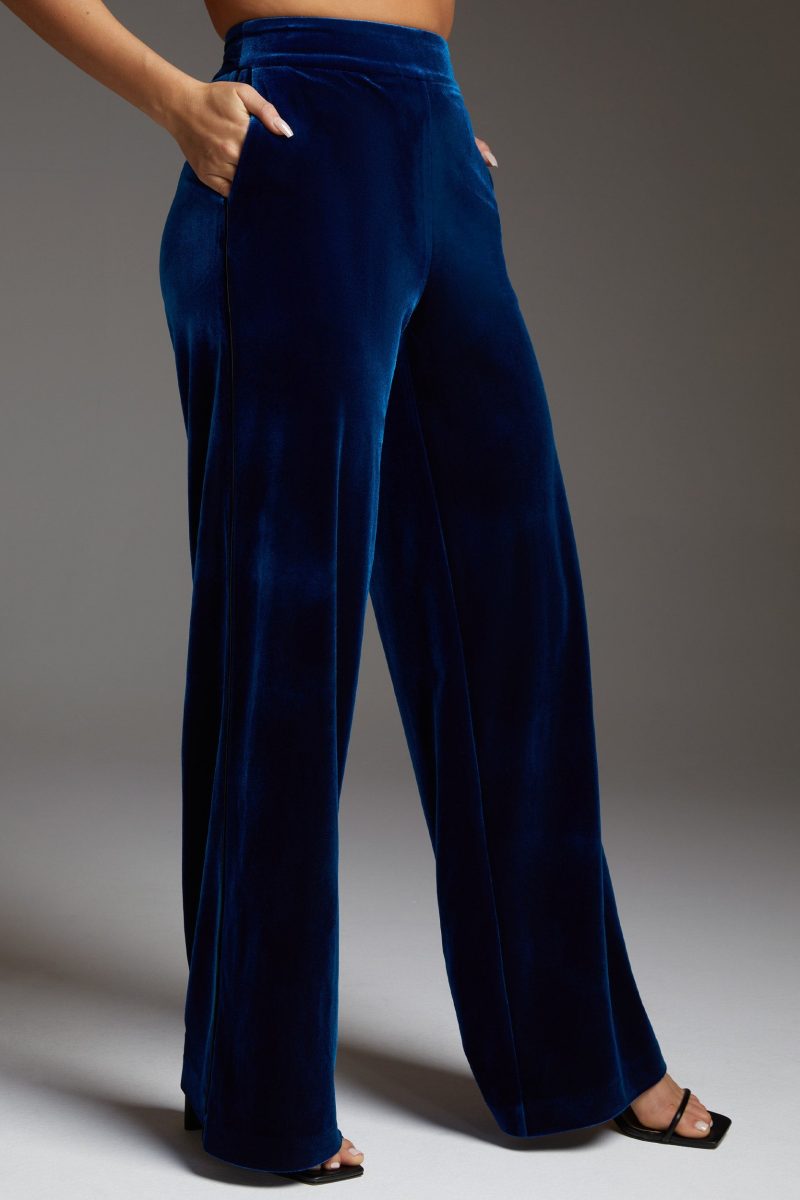 High Waist Velour Wide Leg Pant