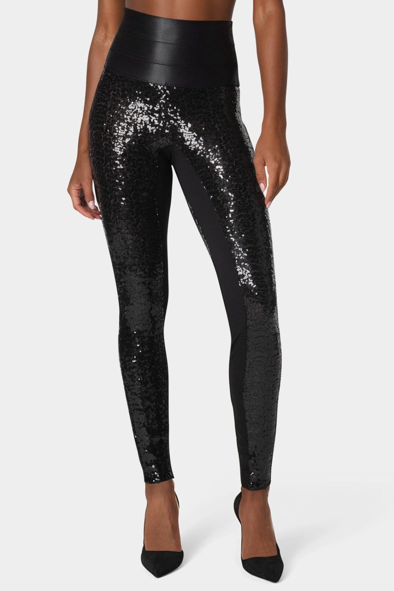 Satin Elastic Waistband Sequin Legging