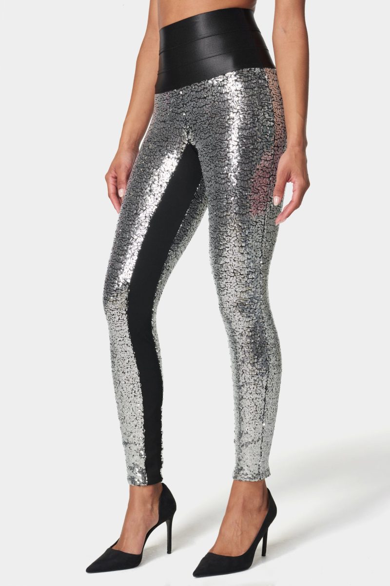 Satin Elastic Waistband Sequin Legging