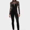 Lace Combo Velour Catsuit