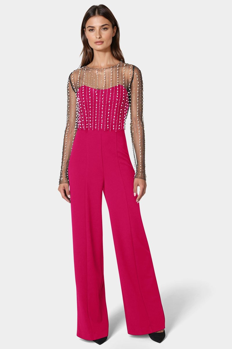 Studded Pearl Top And Palazzo Leg Jumpsuit