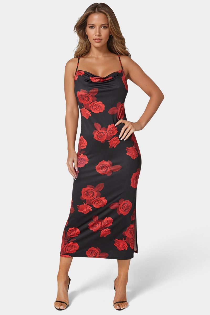 Printed Jersey Maxi Slip Dress