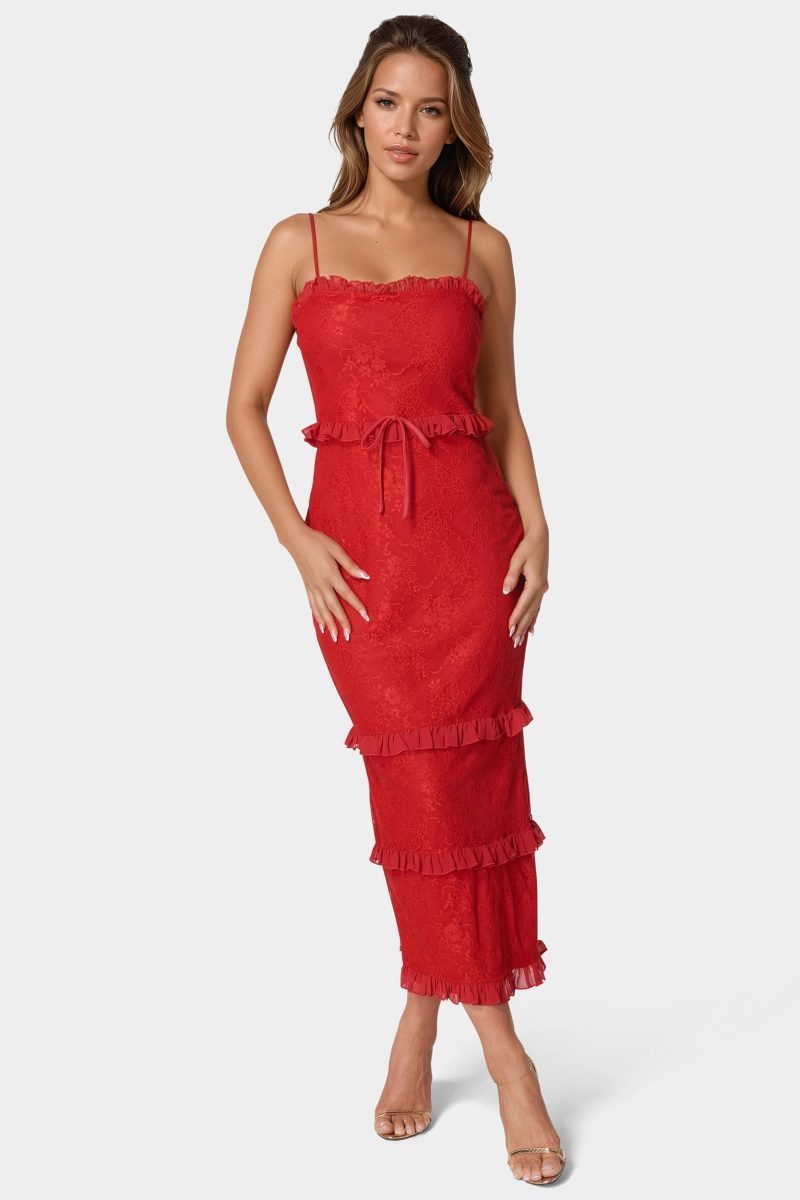 Lace Maxi With Ruffle Dress