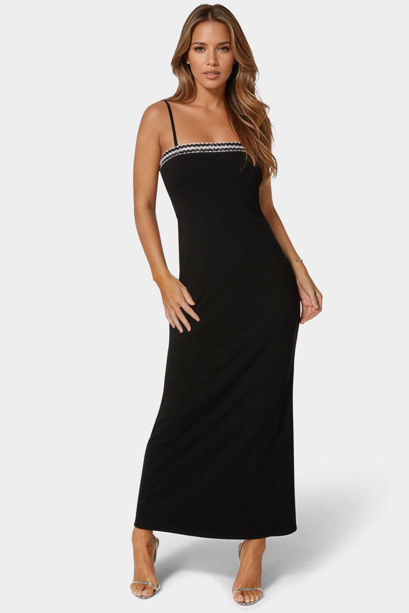Diamond Trim Rib Maxi Dress