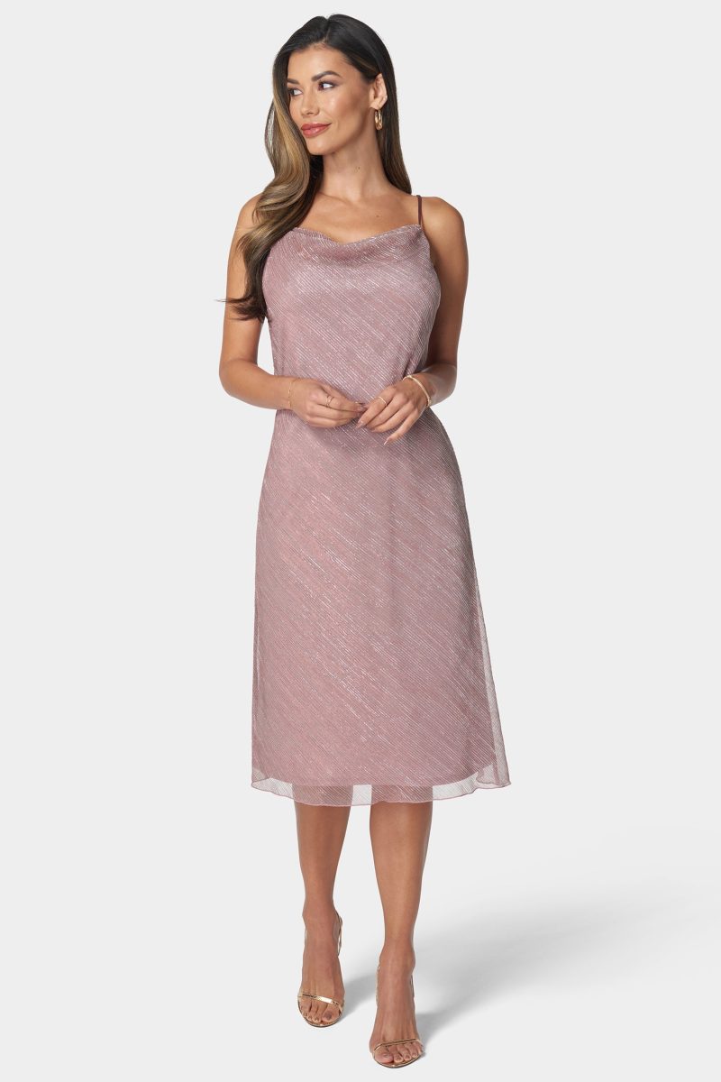 Ombre Pleat Cowl Midi Dress