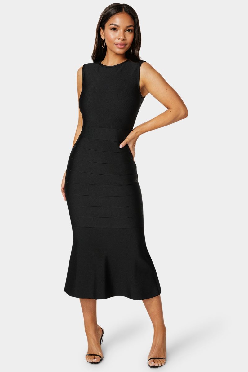 Cap Sleeve Bandage Flounce Dress