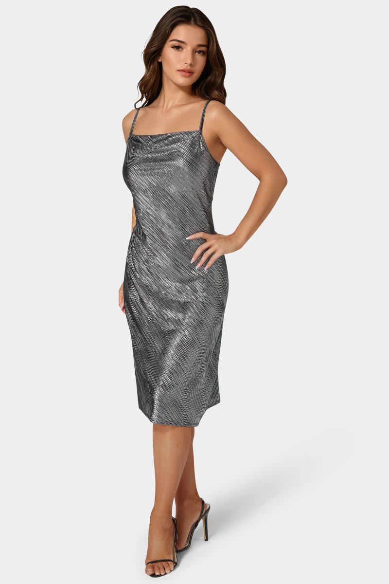 Metallic Dulce Pleat Midi Dress