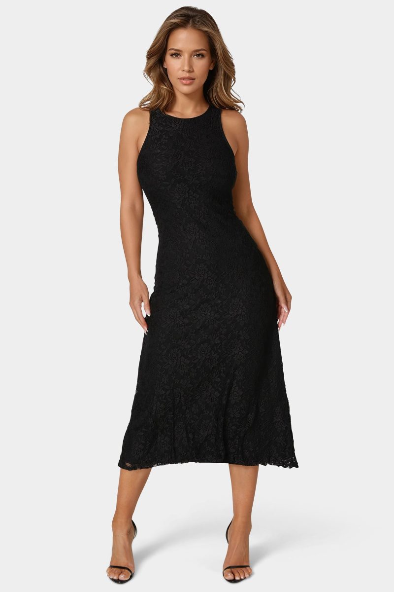 A Line Lace Midi Dress