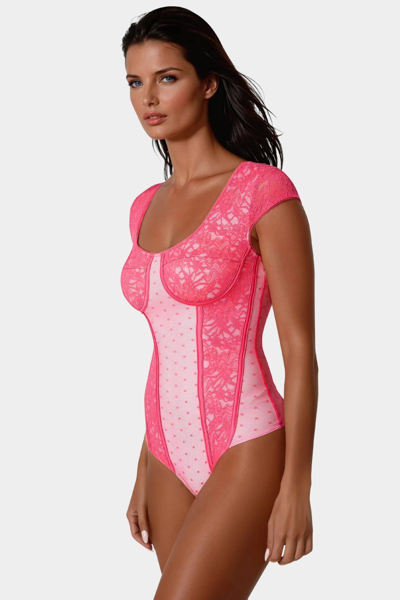 Swiss Dot Lace Bodysuit