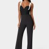 Lace Insert Flared Jumpsuit