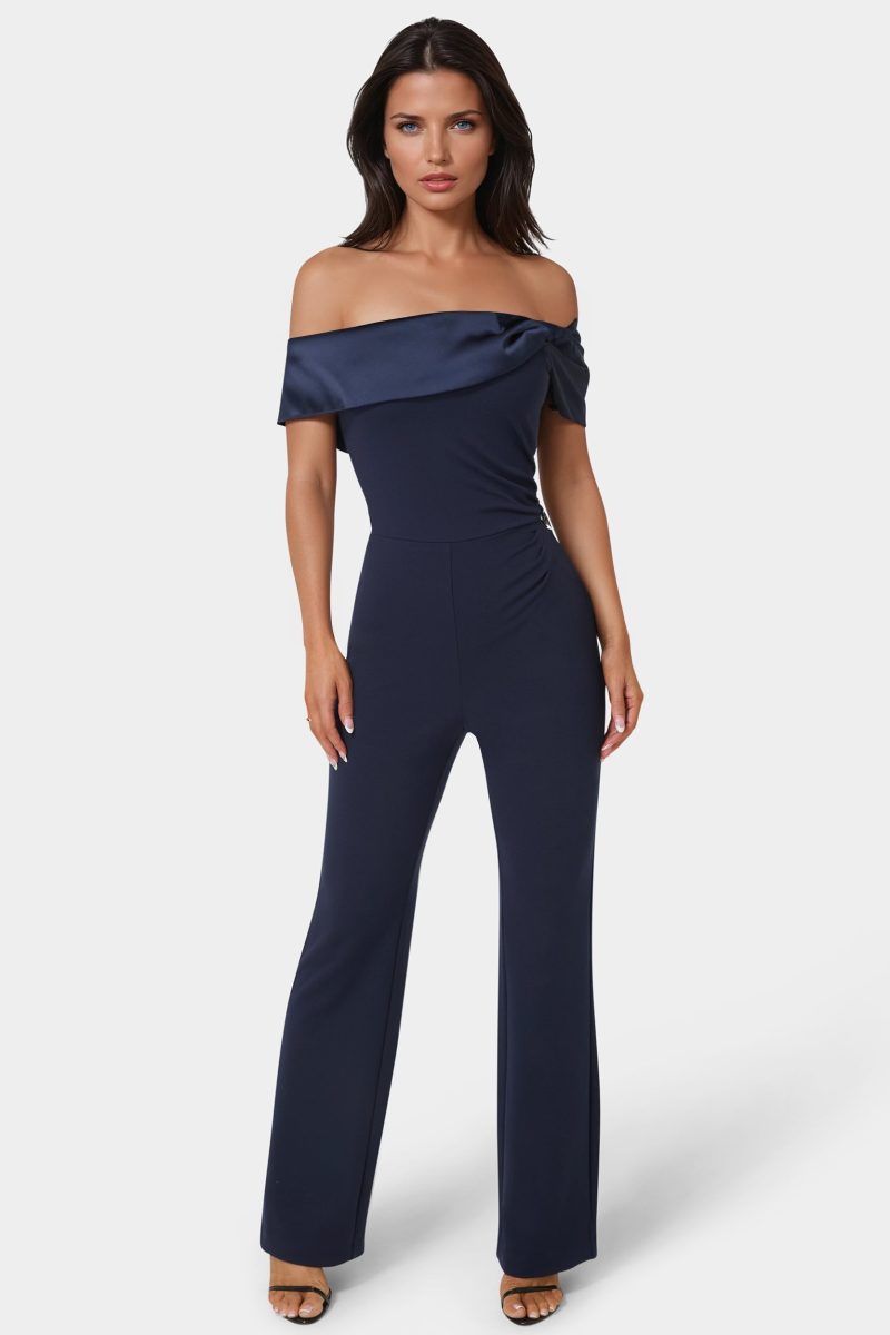 Off Shoulder Straight Leg Jumpsuit